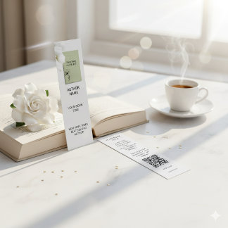 Minimalist Author Bookmark Template with Book Cove Mini Business Card