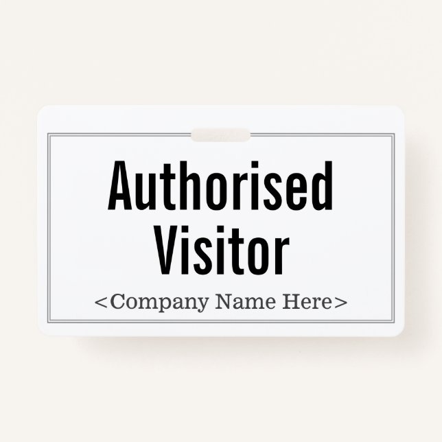 Minimalist "Authorised Visitor" Badge (Front)