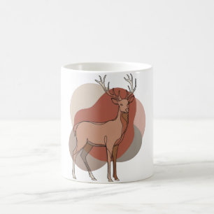 Minimalist Autumn Deer Botanical Illustration Coffee Mug