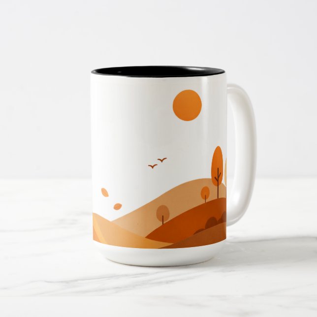 Minimalist Autumn Landscape Coffee Mug (Front Right)