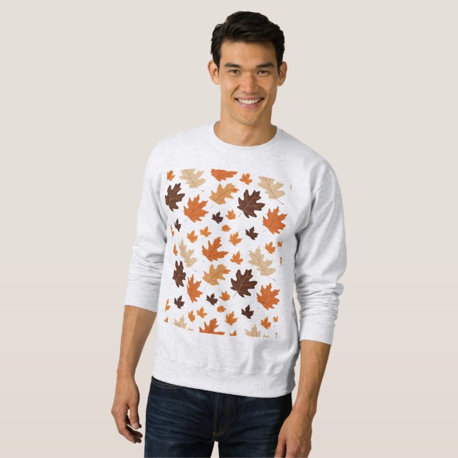 Minimalist Autumn Leaf Pattern Hoodie – Cozy Fall  (Front Full)
