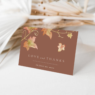 Minimalist Autumn Leaves Bridal Shower Thank You Card