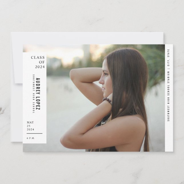 Minimalist Avant Garde Photo Graduation Invitation (Front)