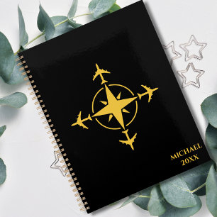 Minimalist Aviation Compass Airplane Travel Custom Planner