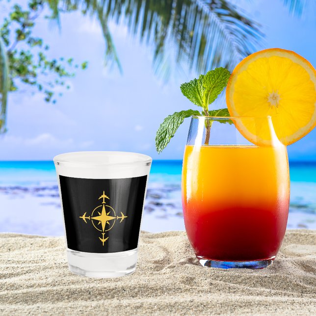 Minimalist Aviation Compass Airplane Travel Custom Shot Glass (Creator Uploaded)