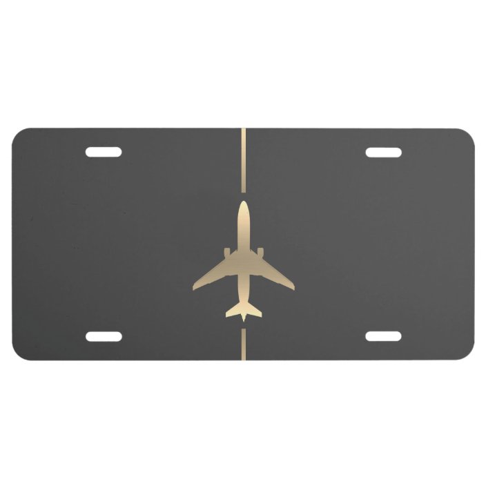 Minimalist Aviation Gold Airplane License Plate Zazzle.ca