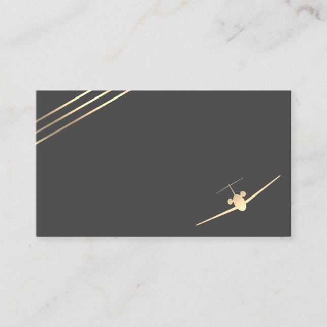 Minimalist Aviation Gold Jet Business Card (Front)