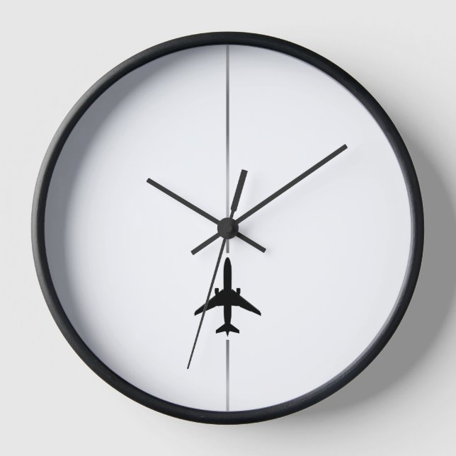 Minimalist Aviation Wood Framed Large Clock (Front)