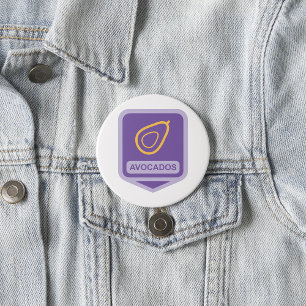 Minimalist Avocado Badge in Purple and Gold 3 Inch Round Button