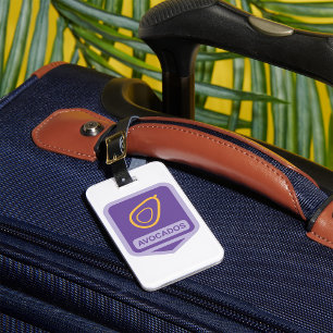 Minimalist Avocado Badge in Purple and Gold Luggage Tag