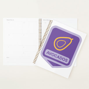 Minimalist Avocado Badge in Purple and Gold Planner