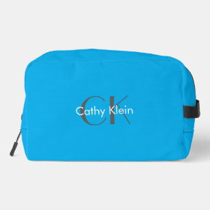 Minimalist Azure Blue Custom Monogram Dopp Kit