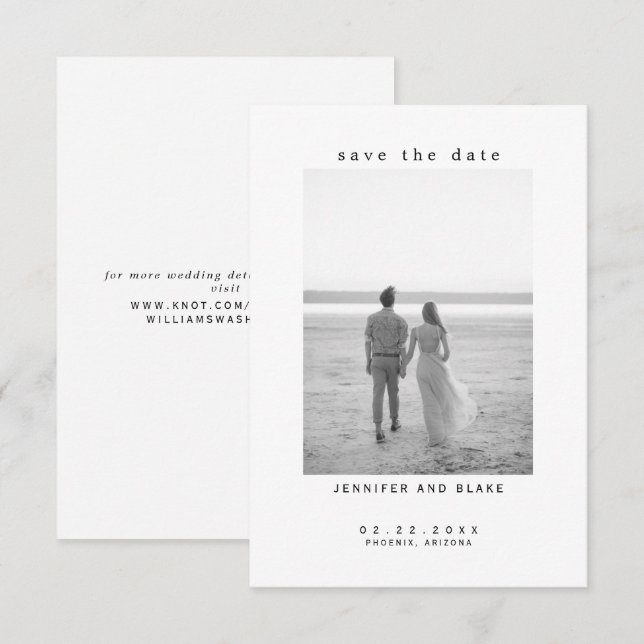 Minimalist B/W Photo Wedding Save the Date (Front/Back)
