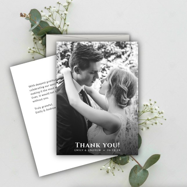 Minimalist B&W Photo Wedding Thank You Card (Creator Uploaded)