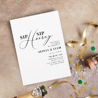 Minimalist B & W Sip Sip Hooray Engagement Party
