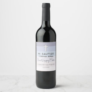 Minimalist Baby Baptism and First Year Birthday Wine Label