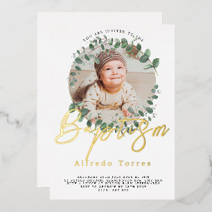Minimalist Baby Baptism Invitation with Photo