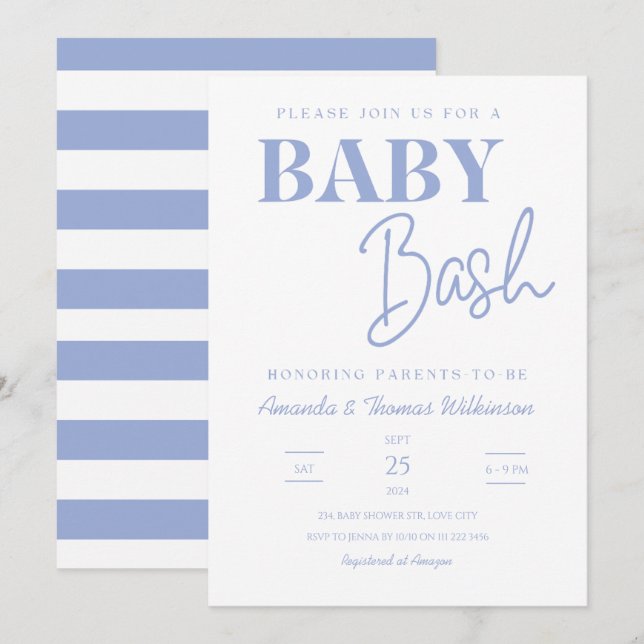 Minimalist Baby Bash Couples Baby Shower Invitation (Front/Back)