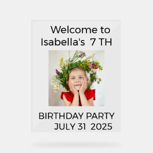 Minimalist Baby Birthday Invitation with Photo Acrylic Sign