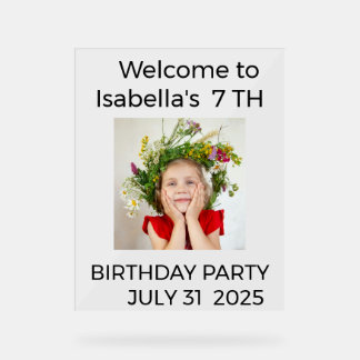 Minimalist Baby Birthday Invitation with Photo Acrylic Sign