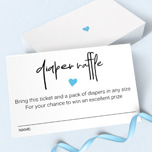 Minimalist Baby Boy shower diaper raffle Note Card