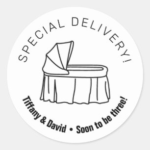 Minimalist Baby Crib Classic Round Sticker