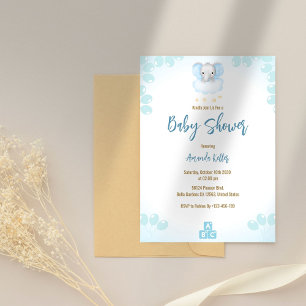 Minimalist Baby Elephant Baby Shower Invitation