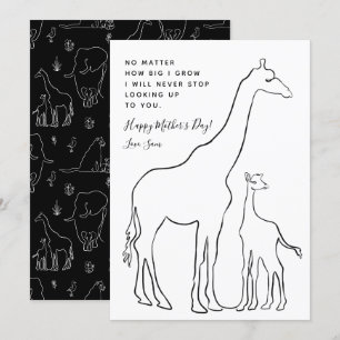 Minimalist Baby Giraffe Line Art Mother's Day Card