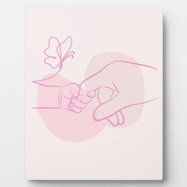 Minimalist Baby Hand Holding Parent Finger  Plaque (Front)