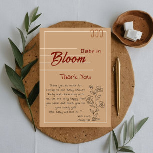 Minimalist Baby In Bloom Wildflower Baby Shower Thank You Card