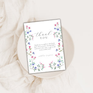 Minimalist Baby In Bloom Wildflower Baby Shower Thank You Card