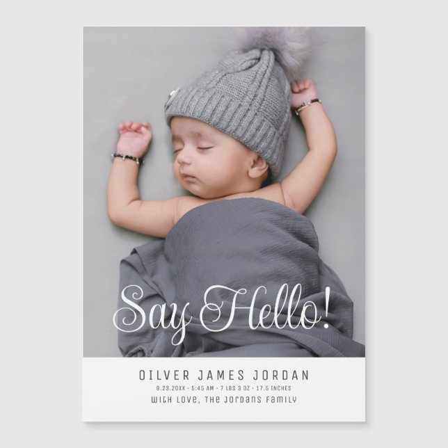 Minimalist Baby Photo Birth Announcements Keepsake (Front)