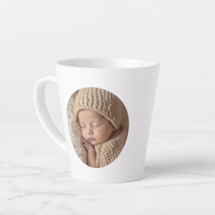 Minimalist Baby Photo with Text Custom Gift Latte Mug