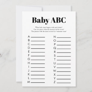 Minimalist Baby Shower ABC Game  Invitation