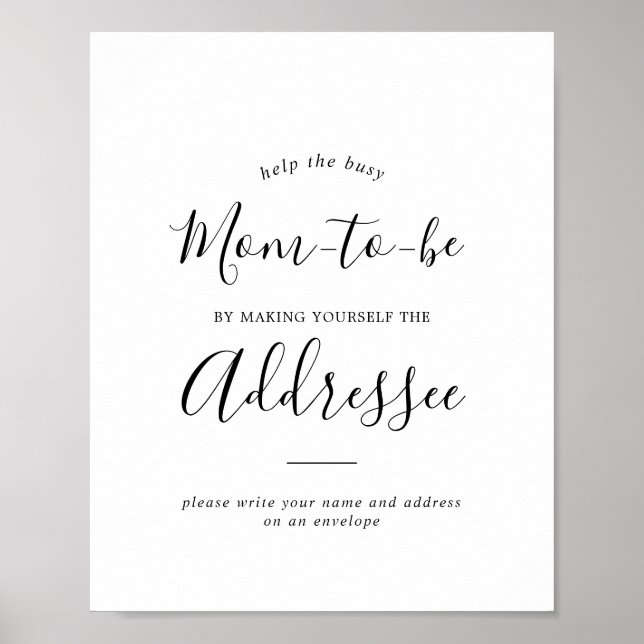 Minimalist Baby Shower Address an Envelope Sign (Front)