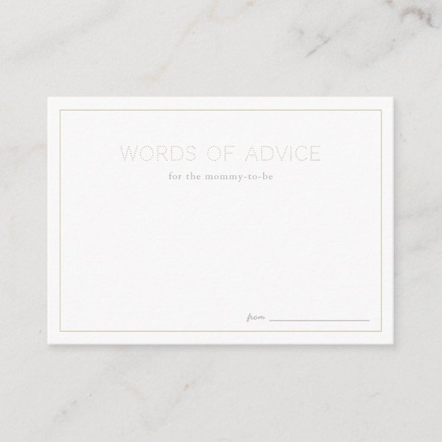 Minimalist Baby Shower Advice Cards (Front)