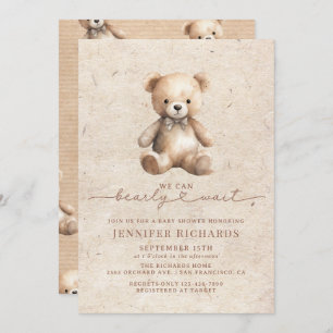 Minimalist Baby Shower   Bearly Wait Invitation