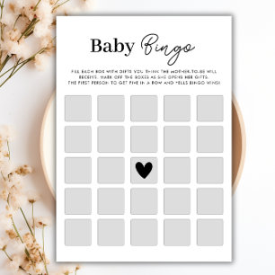 Minimalist Baby Shower Bingo Game Card