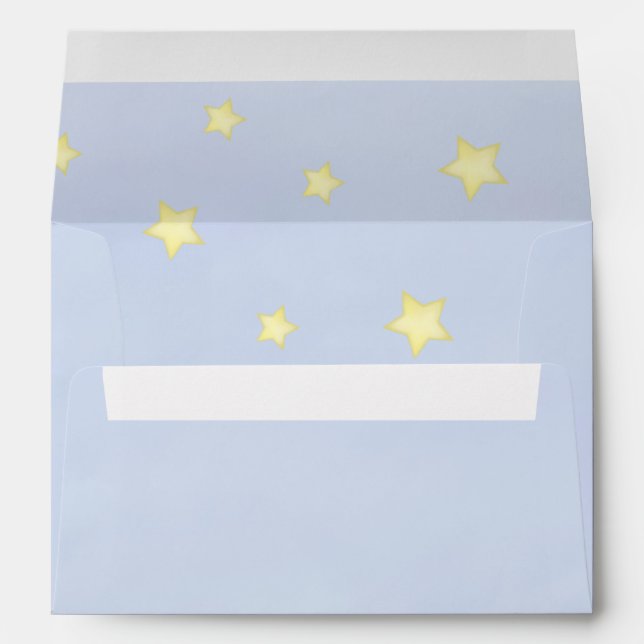 Minimalist Baby Shower Blue Stars Nursery Rhyme Envelope (Back (Bottom))
