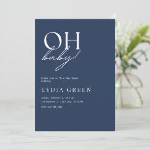 Minimalist Baby Shower Boho Blue Baby Shower Invitation