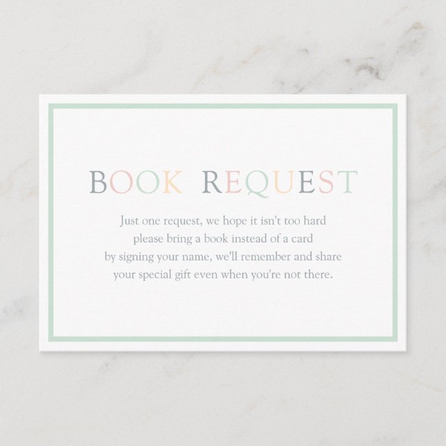 Minimalist Baby Shower Book Request  Enclosure Card (Front)