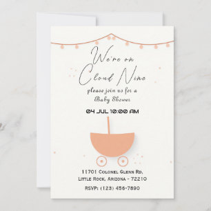 Minimalist Baby Shower Card with Adorable Stroller