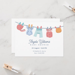 Minimalist Baby Shower Clothesline Invitation