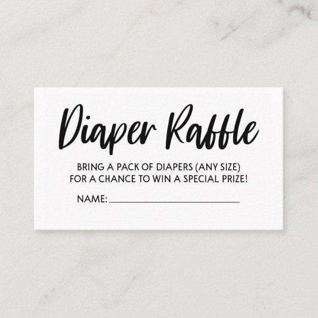 Minimalist Baby Shower Diaper Raffle Card (Front)