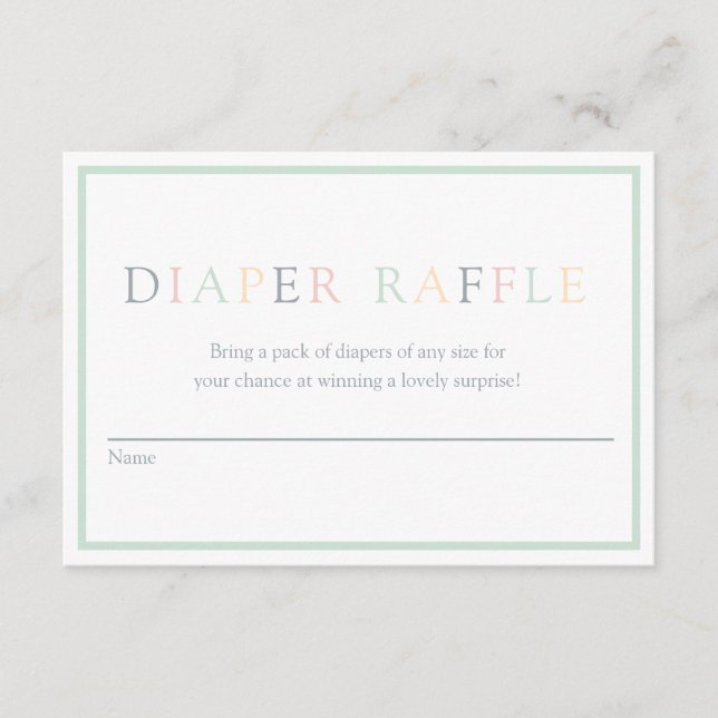 Minimalist Baby Shower Diaper Raffle Enclosure Card (Front)