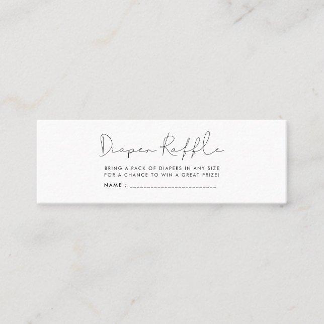 Minimalist baby shower diaper raffle ticket (Front)