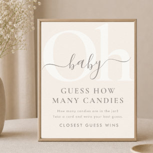 Minimalist Baby Shower Game Guess How Many Candies Poster