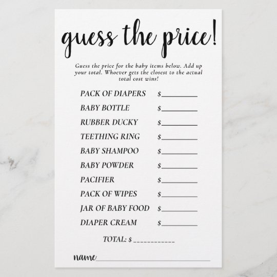 minimalist-baby-shower-guess-the-price-game-card-zazzle-ca