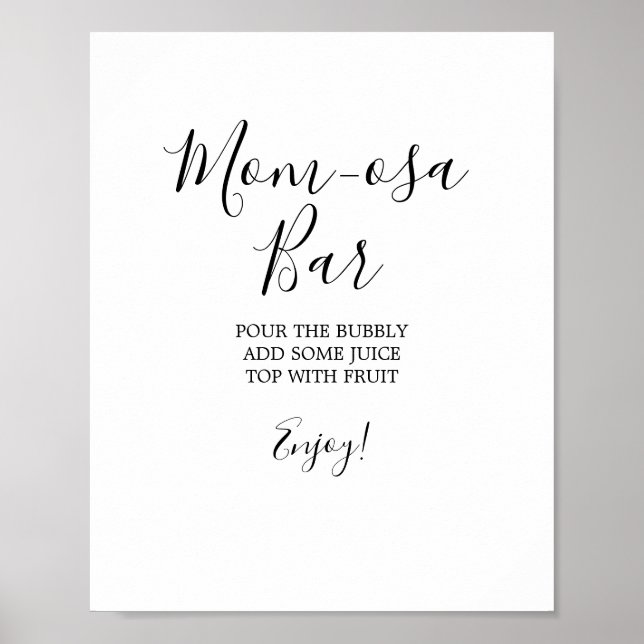 Minimalist Baby Shower Mom-osa Bar Sign (Front)