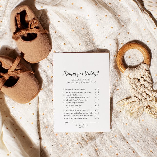 Minimalist Baby Shower Mommy or Daddy Game Flyer (Creator Uploaded)
